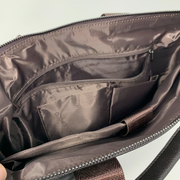 Polo Vicuna Messenger Bag Brown Business Casual Leather Zip Up Laptop Slot 14x10 - Picture 6 of 8